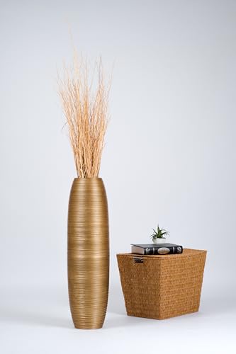 Large Floor Vase 34 inches Mango Wood for Pampas Grass (34 inches / Gold)