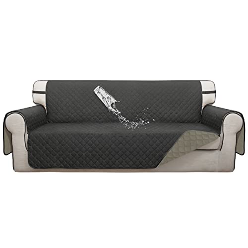 Double Protection 100% Waterproof Sofa Covers for Living Room (Dark Gray/Beige / Sofa X Large)
