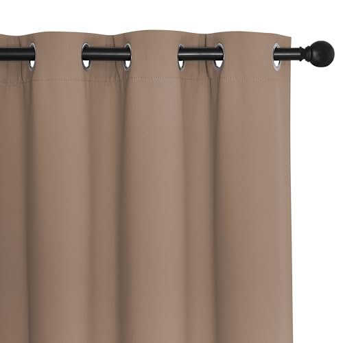 Blackout Curtains for Sliding Glass Door Room Divider Noise Reduce Curtain Panel Portable Window Screen Sliding Partition (Cappuccino / 100"W x 102"L (Pack of 1))