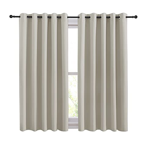 Thermal Insulated Natural Curtains Blackout Draperies (Natural / 70"W x 54"L (Pack of 2))
