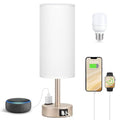 Antique White Bedside Table Lamp (White - Antique White / 14")