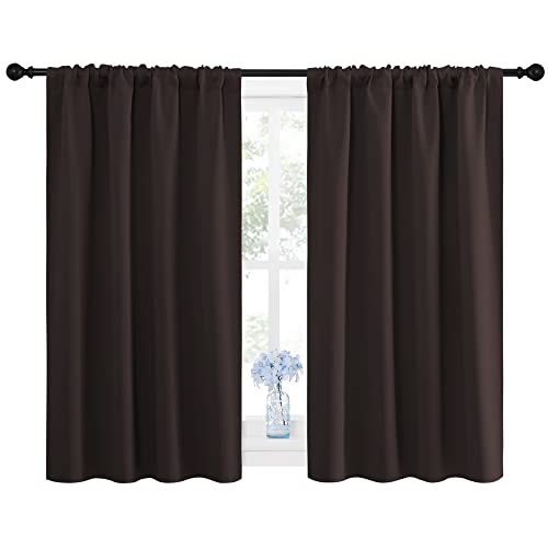 Blackout Curtain Panels 45 inches Long (Toffee Brown / 42"W x 45"L (Pack of 2))