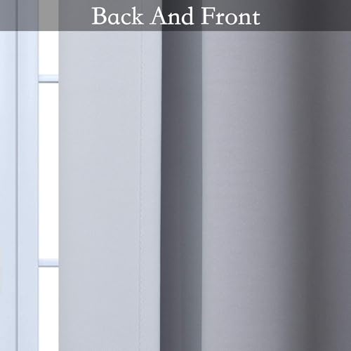Ombre Black to Grey White Curtains for Living Room 42Wx72L (42"W x 72"L (Pack of 2) / Black)