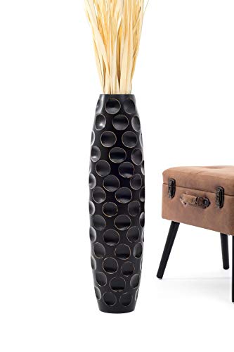 Large Floor Vase 26 inches Mango Wood for Pampas Grass (26 inches / Black)