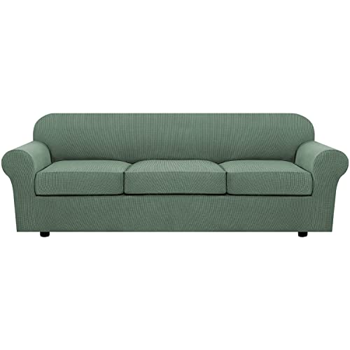 4 Piece Stretch Sofa Covers for 3 Cushion Couch Covers for Living Room Furniture Slipcovers (X-Large / Loden Frost)