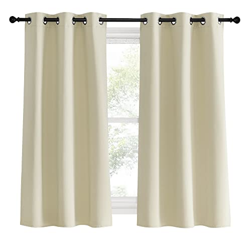 Room Darkening Beige Curtains for Living Room (Beige / 34"W x 60"L (Pack of 2))