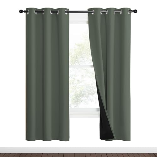 100% Blackout Curtains 70" Long (Dark Mallard / 37"W x 70"L (Pack of 2))