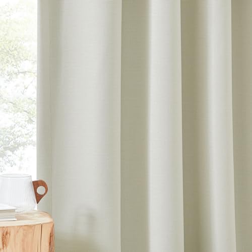 Room Darkening Bedroom Curtains 96 inches Long (Linen Natural / 52"W x 96"L (Pack of 2))