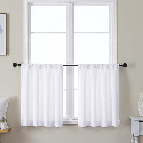 Ava Pure White Curtains 30 Inches Long 2 Panels (Pure White / 30"W x 30"L (Pack of 2))