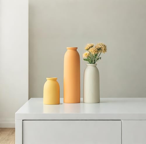 10.4 inches Tall Decorative Ceramic Vase Set (Standard Orange)