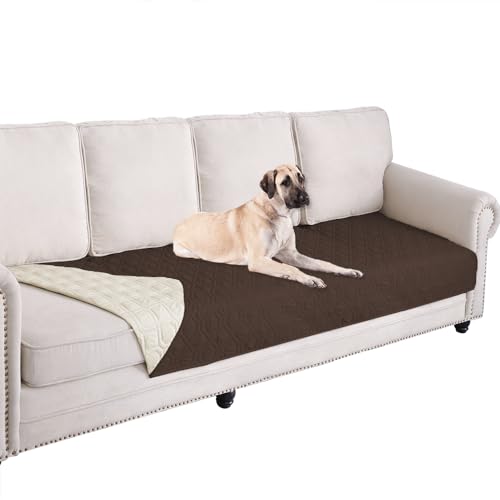 Waterproof Dog Bed Blankets Cover for Bed Couch Sofa Reversible (30x80 Inch (Pack of 1) / Chocolate+beige)