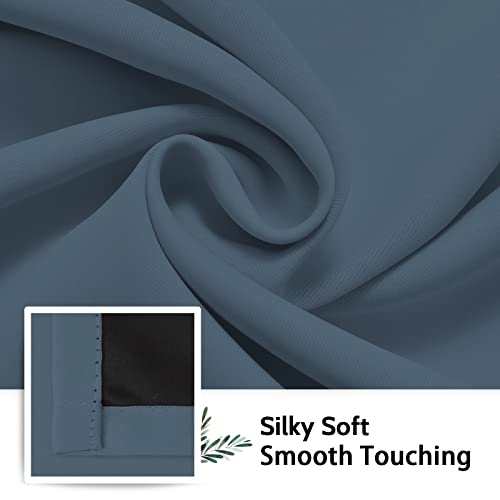 Stone Blue 100% Blackout Curtains Room Darkening Living Room 96L (Stone Blue / 52"W x 96"L (Pack of 2))