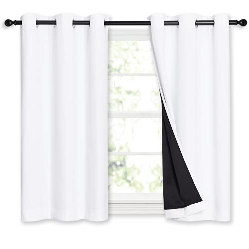White Blackout Curtains for Kitchen 42" Wide x 45" Long 2 Panels (Pure White / 42"W x 45"L (Pack of 2))