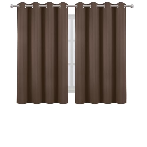 Blackout Curtains 66 x 54 Inch Long Chocolate Curtains Set of 2 Panels Room Darkening Curtains for Bedroom and Living Room (Chocolate Brown / 66"W x 54"L (Pack of 2))