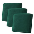Velvet Stretch Couch Cushion Cover Plush Cushion Slipcover Cushion Furniture Protector Seat Cushion Sofa Cover (Green / 3 Cushion XL Sofa)
