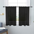 Basic Rod Pocket Sheer Voile Window Curtain Panels Black 1 Pair 2 Panels 26 Width 24 Inch Long for Kitchen Bedroom Children Living Room Yard（Black (Black / 26"W x 24"L (Pack of 2))