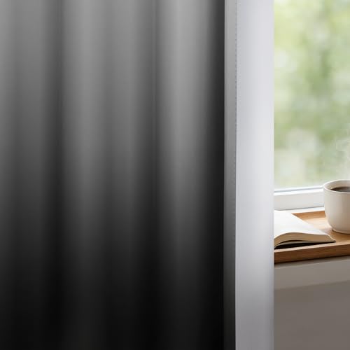 Ombre Gradient Black White to Gray Curtains for Bedroom (70"W x 84"L (Pack of 1) / Black and White)