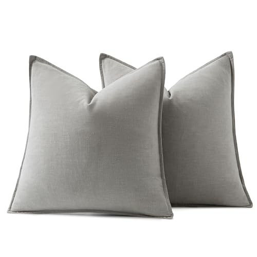 Decorative Linen Euro Sham Pillow Covers 24x24 Light Gray (Light Gray / 24" x 24" (Pack of 2))