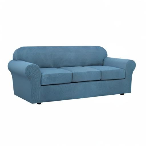 4 Piece Stretch Sofa Covers for 3 Cushion Couch Covers for Living Room Furniture Slipcovers (Large / Dusty Blue)