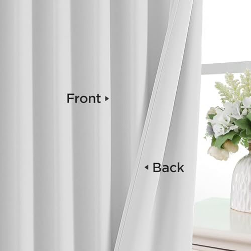 Blackout Curtains 63 Inch Length 2 Panels Set (Greyish White / 52"W x 63"L (Pack of 2))