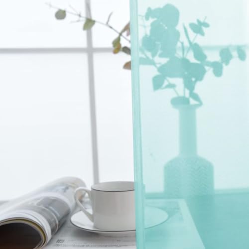 Basic Rod Pocket Sheer Voile Window Curtain Panels Sky Blue 1 Pair 2 Panels 52 Width 45 Inch Long for Kitchen Bedroom Children Living Room Yard（Sky Blue (Sky Blue / 52"W x 45"L (Pack of 2))