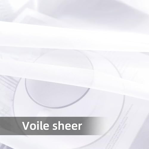 Solid Sheer Rod Pocket Curtain Voile Draperies 4 Panels White Beige Black Grey Ivory 52 Inch Width 54 Inch Long 1 Pair for Kitchen Bedroom Children Living Room Yard (Optical White / 52"W x 54"L (Pack of 4))