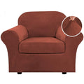 Rich Polyester and Spandex 2 Piece Cover Chair Slipcover Sofa Cover Furniture Protector Couch Soft with Elastic Bottom Chair Couch Cover with Arms (1 Cushion Chair / Rust)
