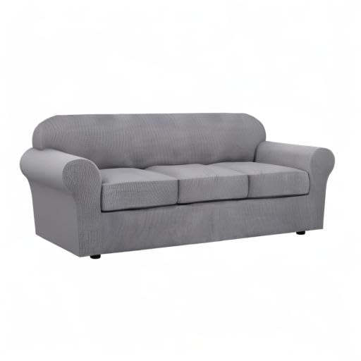 4 Piece Stretch Sofa Covers for 3 Cushion Couch Covers for Living Room Furniture Slipcovers (Large / Dove)