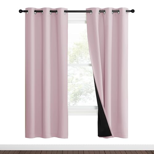 100% Blackout Window Curtain Panels (Lavender Pink / 37"W x 70"L (Pack of 2))