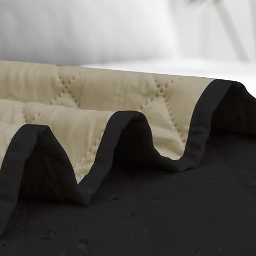 Sectional Couch Covers for Dogs L Shape Sofa Cover Reversible Sofa Slipcover Chaise Lounge Cover Furniture Protector Cover for Pets Dog Cat (30" x 50" / Black/Beige)