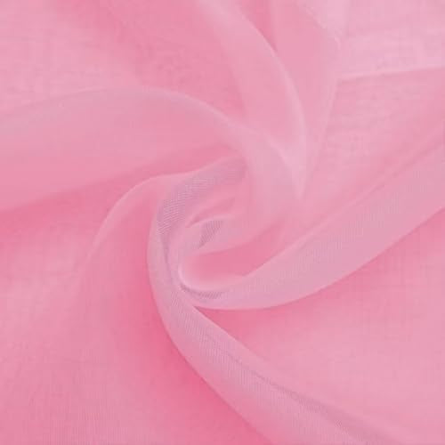 Basic Rod Pocket Sheer Voile Window Curtain Panels Pink 1 Pair 2 Panels 52 Width 63 Inch Long for Kitchen Bedroom Children Living Room Yard（Pink (Pink / 52"W x 63"L (Pack of 2))