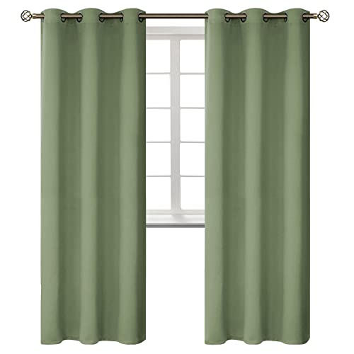 Room Darkening Curtains 84 Inches Long (Grass Green / 42"W x 84"L (Pack of 2))