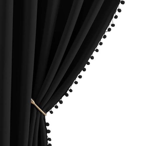 2 Panels Blackout Curtains (Jet Black / 42"W x 63"L (Pack of 2))