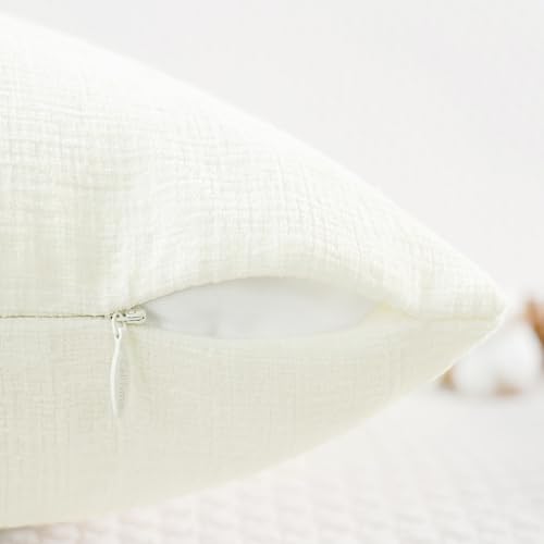 Decorative Couch Throw Pillow Covers 18 X 18 Inches Cream (18" x 18" (Pack of 4) / Cream)