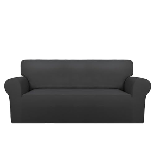 Super Stretch Sofa Slipcover (Medium-XL Oversized Loveseat / Dark Gray)