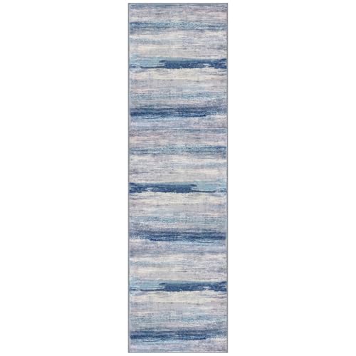 3x10 Ft Rug Modern Ombre Runner Rug for Hallway (Blue/Grey/Beige / 3' x 10' (Runner))