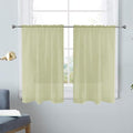 Basic Rod Pocket Sheer Voile Window Curtain Panels Sage Green 1 Pair 2 Panels 26 Width 24 Inch Long for Kitchen Bedroom Children Living Room Yard（Sage Green (Sage Green / 26"W x 24"L (Pack of 2))