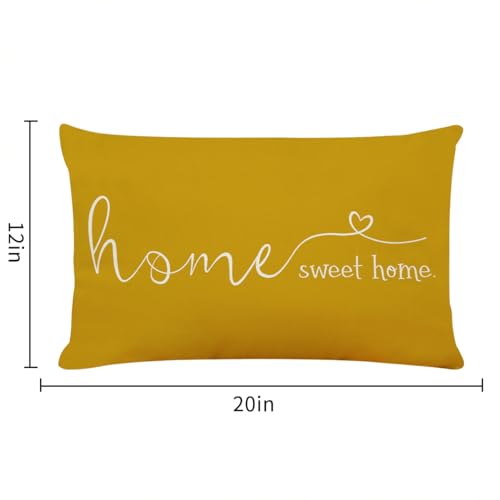 Home Sweet Home Quotes Farmhouse Pillow Covers 12x20 Inch (20" x 12" (Pack of 1) / Yellow)
