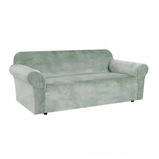 1 Peice Stretch Velvet Sofa Covers for 3 Cushion Couch Covers Sofa Slipcovers Furniture Protector Soft (Sea Grass / Sofa)