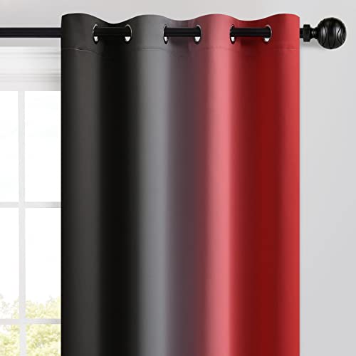 Red Black Ombre Curtains 52x63 Inche Long 2 (52"W x 63"L (Pack of 2) / Red and Black)