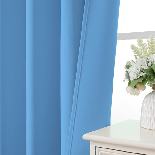 Light Blue Blackout Curtains 63 inch Length 2 Panels Set (Light Blue / 52"W x 63"L (Pack of 2))