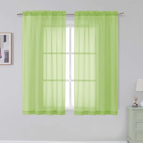 Lime Sheer Curtains 72 Inches Long 2 Panels for Living Room (Lime / 42"W x 72"L (Pack of 2))