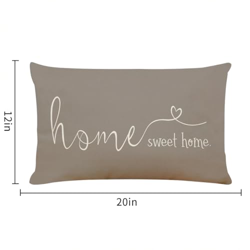 Home Sweet Home Quotes Farmhouse Pillow Covers (20" x 12" (Pack of 1) / Grey)