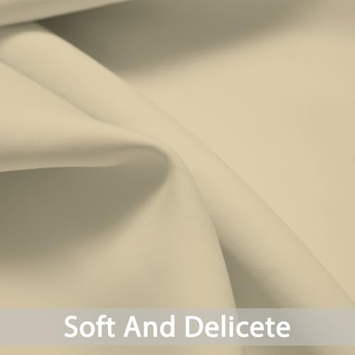 Beige Room Darkening Window Curtains 52x36 Inch for Kitchen (Beige / 52"W x 36"L (Pack of 2))