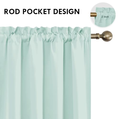 Blackout Curtains for Bedroom Living Room 52 x 63 Inch Long 2 Panels (Mint Green / 52"W x 63"L (Pack of 2))