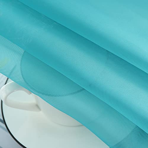 Sheer Voile Window Treatment. Rod Pocket Curtain Panels for Kitchen Bedroom Living Room Drapes Sunlight Filtering Privacy Semi Home Decor Assorted Colors Sizes (Turquoise / 52"W x 45"L (Pack of 2))