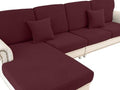 Couch Cushion Chaise Lounge Cover Washable Separate Seat Chaise Couch Cover Stretch Sectional Sofa Slipcover (Burgundy / Chaise Cover)