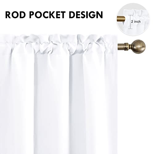 White Curtains 50% Light Blocking for Living Room 72 Inch 2 Panels (Pure White / 42"W x 72"L (Pack of 2))