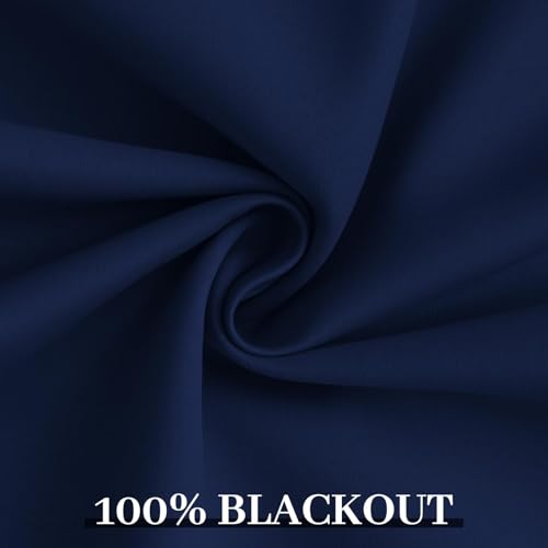 100% Blackout Curtains 52x96 inch Navy Blue Window Drape (Navy Blue / 52"W x 96"L (Pack of 2))