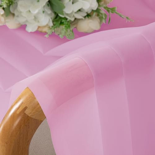 Pink Sheer Valances for Windows (Pink / 42"W x 16"L (Pack of 2))